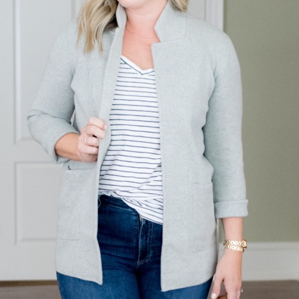 Grey J. Crew Sweater Blazer/Coatigan Sz XS
